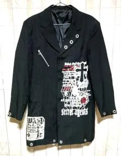 M∀D 肩パッド入り ストライプ ロングジャケット