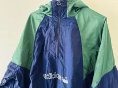 adidas ジップアップナイロンジャケット ネイビー/グリーン