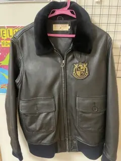 本革 G-1 フライトジャケット ボア襟 ワッペン付き レザージャケット