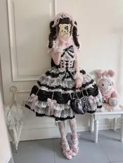 ゴスロリ・ロリータドレス 黒 レース フリル ロリィタJSK ジャンパー