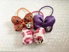 ディズニー　リボン　ヘアゴム　ヒョウ柄　ミニー　デイジー　ハロウィン