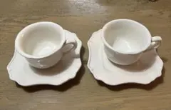 フランス製陶器　コーヒーカップとソーサー　2客セットのサムネイル