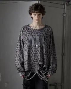 GRANCY 総柄ラインストーングラフィックロンT ブラック　Sサイズ