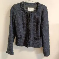 NATURAL BEAUTY ネイビー ノーカラージャケット 36