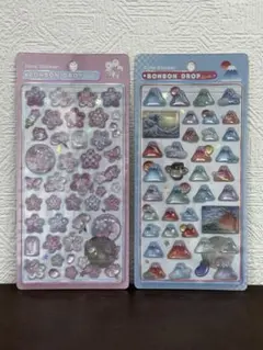 ボンボンドロップシール 和柄 富士山 桜(第二弾)2枚セット 正規品