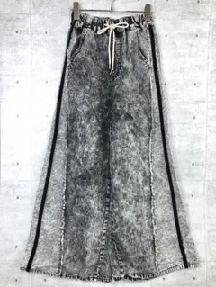 PAGEBOY 韓国ストリート 古着 ワイド ケミカルウォッシュ ブラックデニム