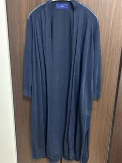 SHIPS シップス　麻混ロングカーディガン　ネイビー