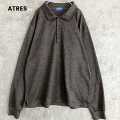 大きいサイズ✨️ATRES　裏起毛　長袖ポロシャツ　 ダークグレー　LL
