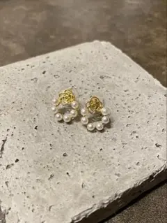 パール フラワー ピアス フラワーパール 韓国 結婚式 オルチャン