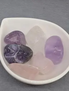 な*の様 アメジスト・ローズクォーツ・クリスタル ルース石セット　ミックス6点