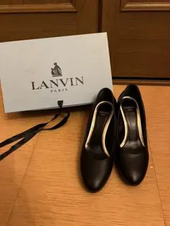 LANVIN ブラック レザーパンプス 中ヒール