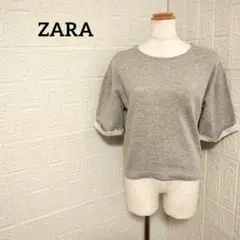 ZARA Tシャツ カットソー ストレッチ 半袖 グレー シンプル 洗える S