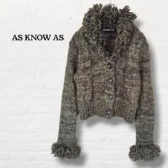 アズノウアズ☆ショート丈フリンジニットカーディガン【M相当】毛100%