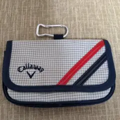Callaway チェック柄ポーチ カラビナ付き