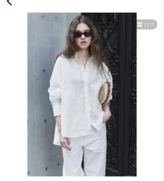 coca コットンレースビッグサイズシャツ ホワイト L