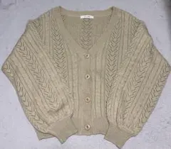 Wcloset ニットカーディガン 長袖 ベージュ フリーサイズ F