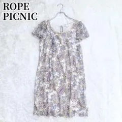 ロペピクニック 半袖ワンピース ペイズリー柄 シフォン素材 大人かわいい 春夏