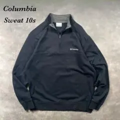 コロンビア古着10s ハーフジップ裏起毛スウェット青フェード AF66