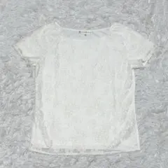 クミキョク 半袖Tシャツ S 花柄 オンワード樫山 レース ホワイト コットンのサムネイル