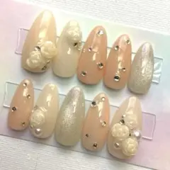 ネイルチップ 上品 黄色 ベージュ アイボリー マグネット ローズ 推し活