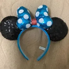 ディズニー ミニー カチューシャ スパンコール 青