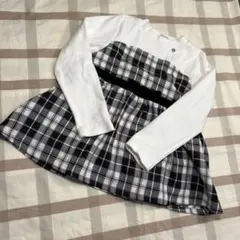 アナスイミニ　ホワイト ブラック チェック柄 長袖カットソー 130