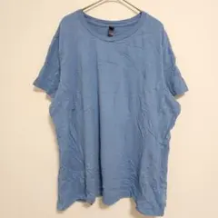3XL 半袖Tシャツ クルーネック 無地 ビッグサイズ 青 綿 街着 블루