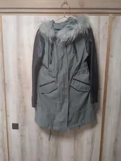 Sabina ファー付きモッズコート オリーブグリーン