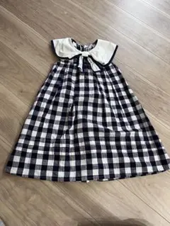 ギンガムチェック ノースリーブ ワンピース 120cm 中古品 子供服