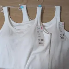 473993 UNIQLO ブラタンクトップ L ホワイトエアリズムコットン