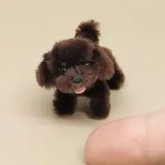 ミニチュアアートドール 茶色 トイプードル ハンドメイド モール ぬいぐるみ　犬