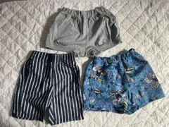 ハーフパンツセット（青・グレー・ストライプ）