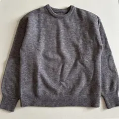 クルーネック 長袖ニット グレー
