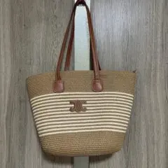 COACH ストライプ柄 ストロー トートバッグ - メルカリ