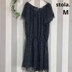 stola. 大人の華やかトップス◎ドット柄チュニック◎フリル袖　黒白　Mのサムネイル