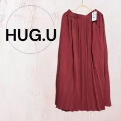 HUG.U バーガンディ プリーツロングスカート 新品未使用タグ付き マキシ丈のサムネイル