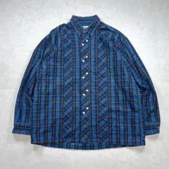 【極美品】BEAMS別注 Pilgrim コーデュロイシャツ チェック ブルーのサムネイル