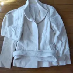 anySiS ホワイト ノーカラーコート ベルト付き