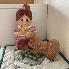 トールペイント作品 女の子とワンちゃん