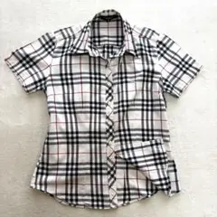 バーバリー【BURBERRY】シャツ ノバチェック M 半袖 ブラウス 白系