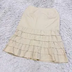 L'EST ROSE レストローズ ティアードスカート ベージュ 麻混 Mのサムネイル