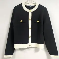 新品　S　ザラゴールドボタン ニット カーディガン　金ボタン
