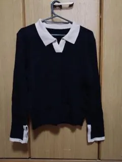 Dezy 黒 ポロカラー ニットセーター