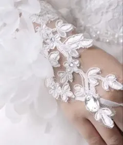 フラワーホワイト/ウェディンググローブ/片手