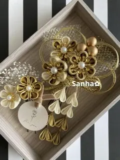 T-1176 つまみ細工 髪飾り 水引 卒業式 成人式 結婚式 七五三 髪飾り