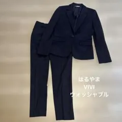 ViVi はるやまパンツスーツ上下 ネイビー ストライプ 9号　ウォッシャブルのサムネイル