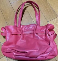 サマンサタバサ　レザー ハンドバッグ リボン