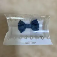S383:未使用 ファミリア ヘアクリップ 青系チェック familiar - メルカリ