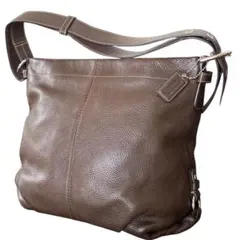 COACH ショルダーバッグ2wayオールレザー シボ革 ブラウン肩掛け