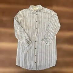 H&M 青と白のストライプ長袖シャツ／140